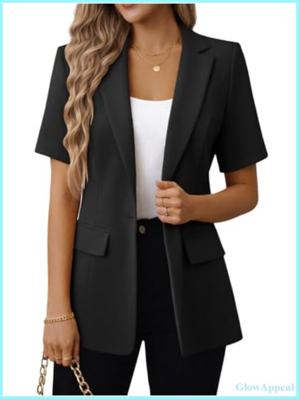 Women's Short Sleeve Blazer Jacket Open Front Lightweight Breathable Fully